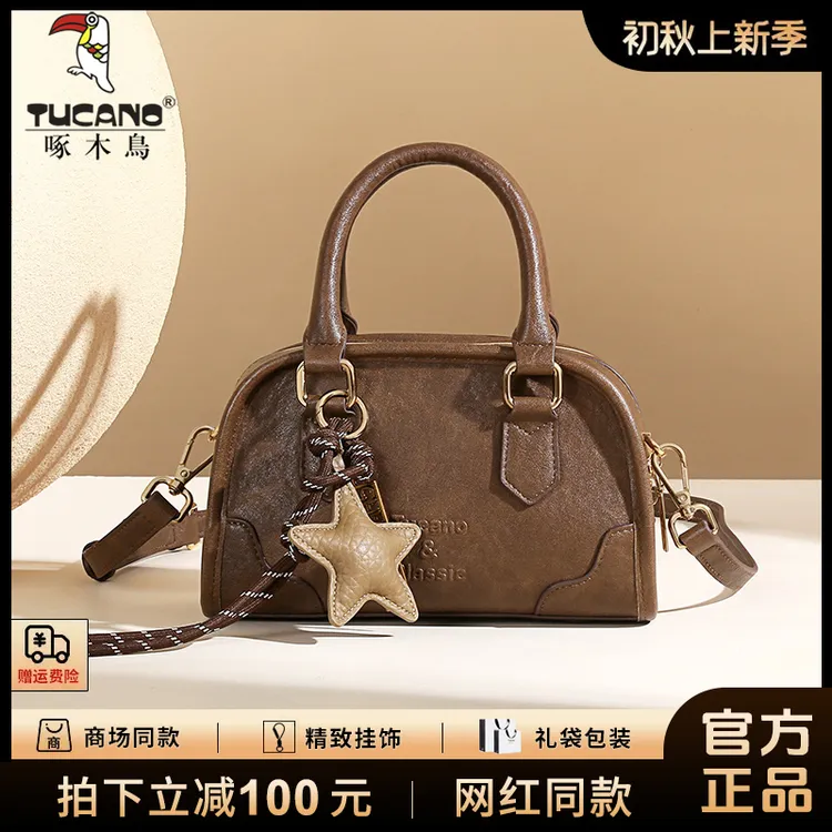 秋冬时尚潮流牛皮枕头手提包女轻奢女包韩版休闲百搭气质斜挎包