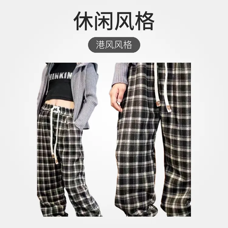 男童女童加绒格子裤冬季加厚休闲束脚裤中大童港风