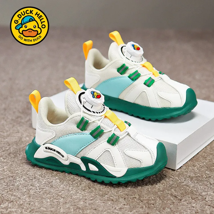 小黄鸭儿童鞋男童2025春季新款透气网面防滑帅气小孩女童运动鞋