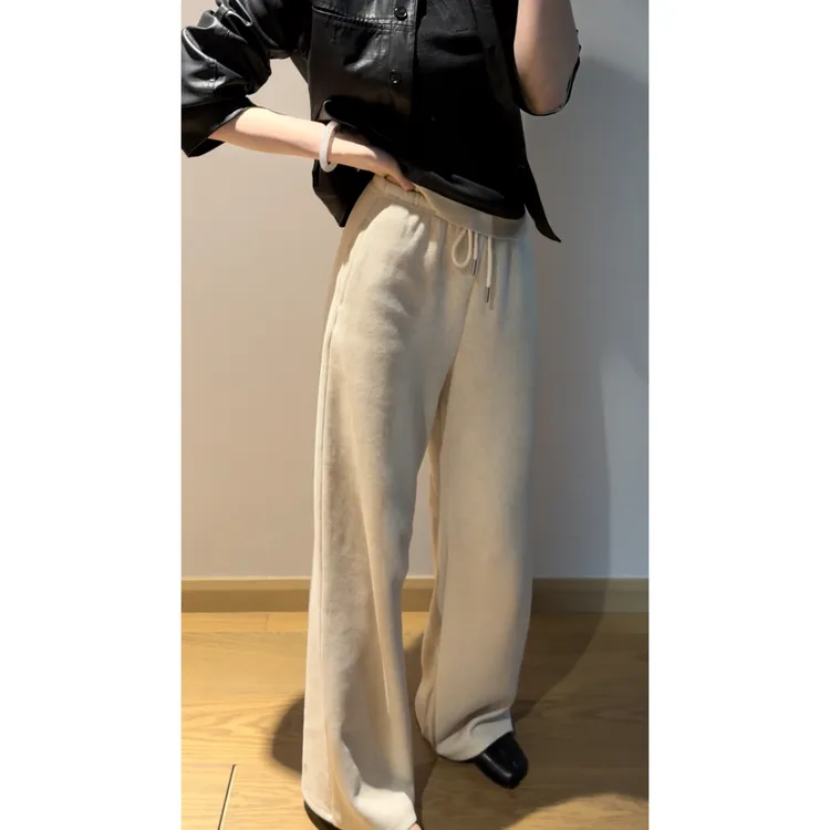 【周末散步裤】松紧腰醋酸羊毛弯刀裤