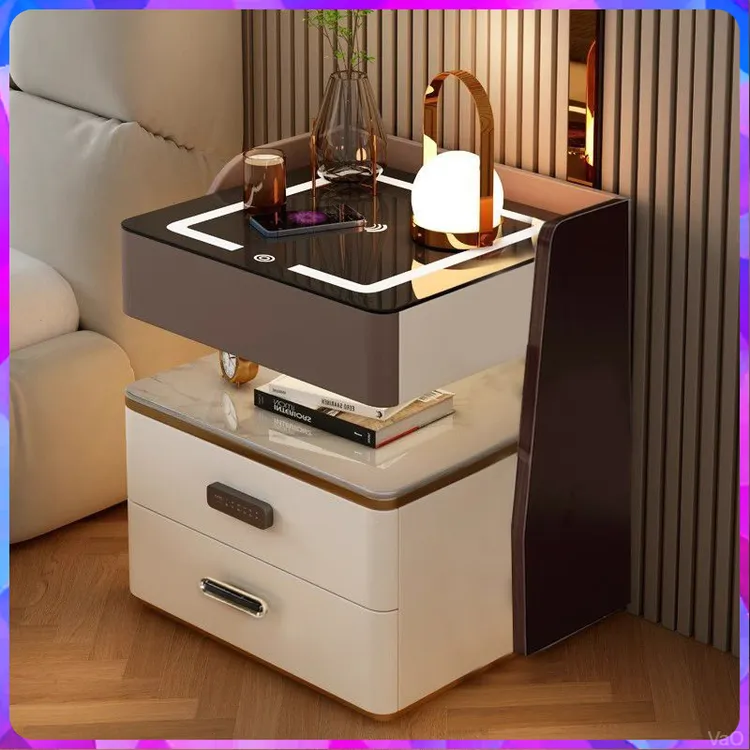 智能床头柜高级轻奢现代无线卧室简约充电多功能收纳实木床边柜