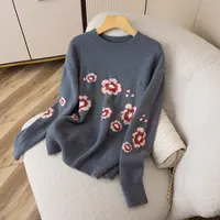 【梅姐专属】羊毛衫上衣百搭女士宽松休闲秋冬YM-QHSZ-刺绣