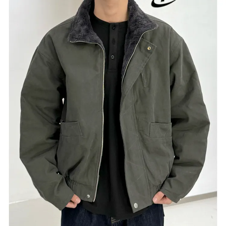 痞帅座山雕bomber立领飞行夹克棉服男女加绒个性工装外套