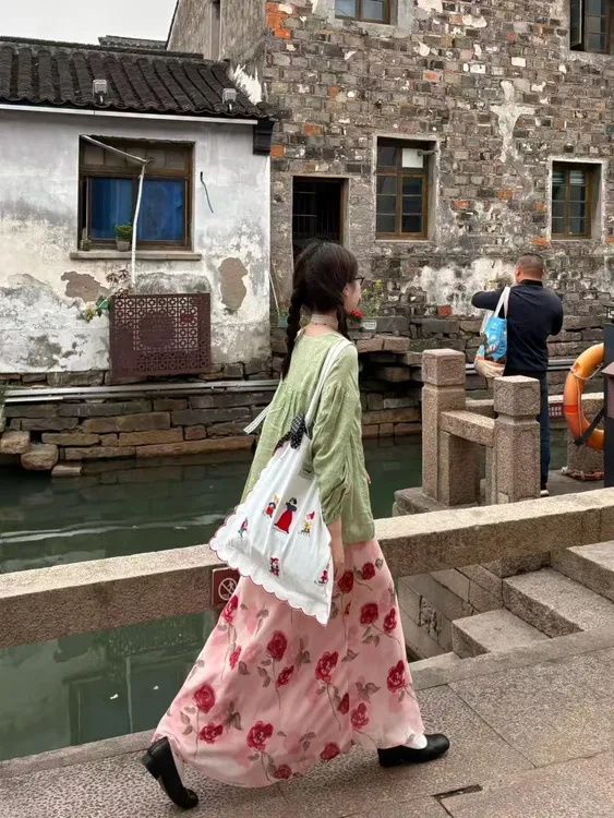 薄荷曼波防晒长袖衬衫女夏季2025新款休闲宽松显瘦半裙套装上衣