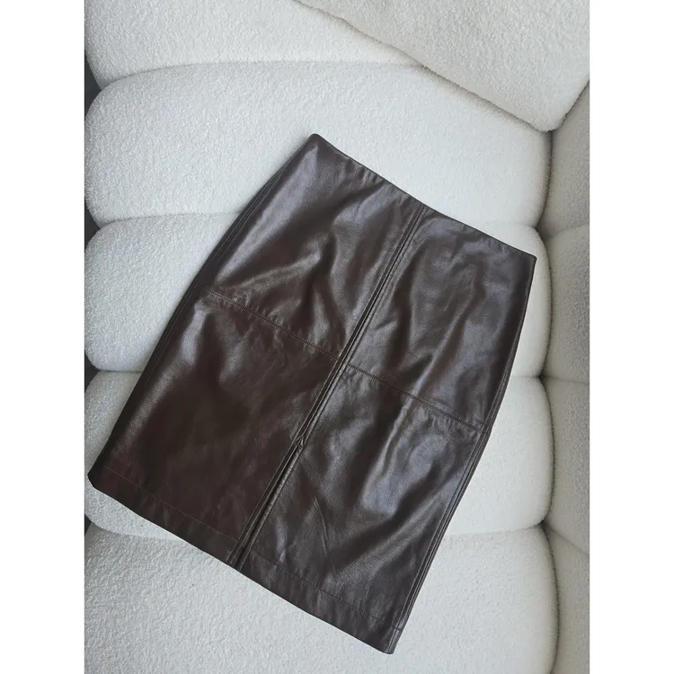 海宁真皮皮裙女2025秋冬新百搭a字中短裙绵羊皮老钱风包臀半身裙