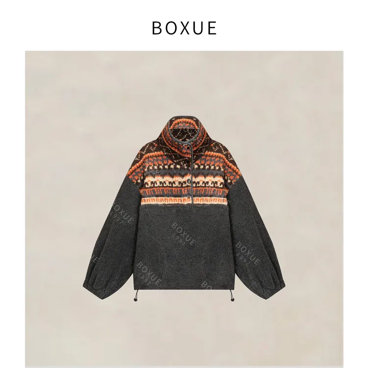 BOXUE“舒梦”2025秋冬高级感费尔岛风羊.毛轻奢 卫衣#251115WY6645
