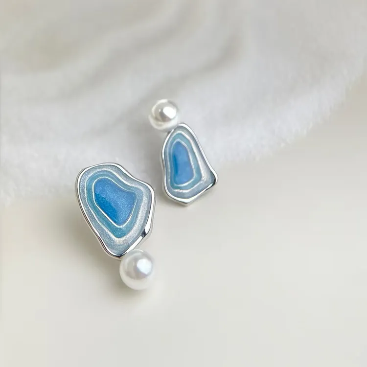 铜合金耳饰 原创设计通用女不对称款耳饰个性法式素款精致耳环