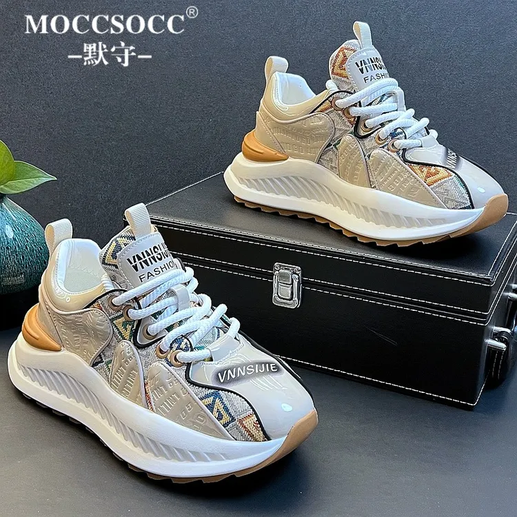 MOCCSOCC老爹鞋男款厚底增高鞋轻奢刺绣设计潮鞋时尚百搭休闲鞋男