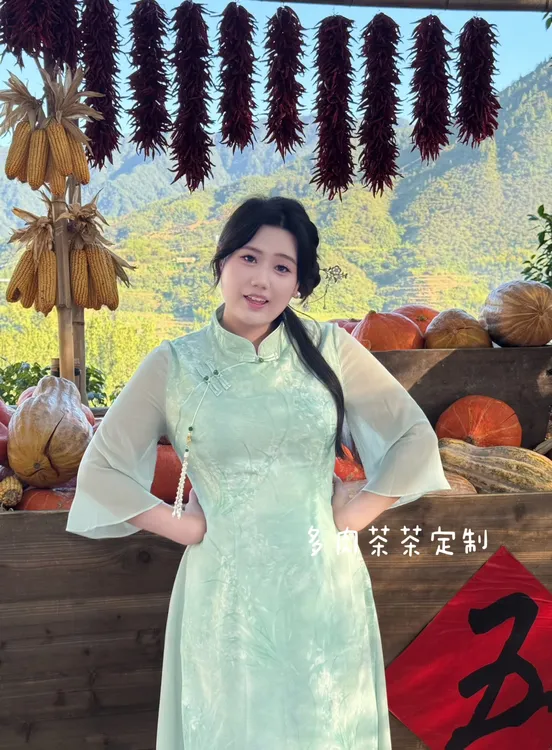码加加51768新中式改良胖妹妹2025女秋季新款收腰显瘦大码旗袍