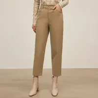 【丽公主】时尚纯色高腰休闲裤女秋季百搭直筒九分烟管裤Y130586