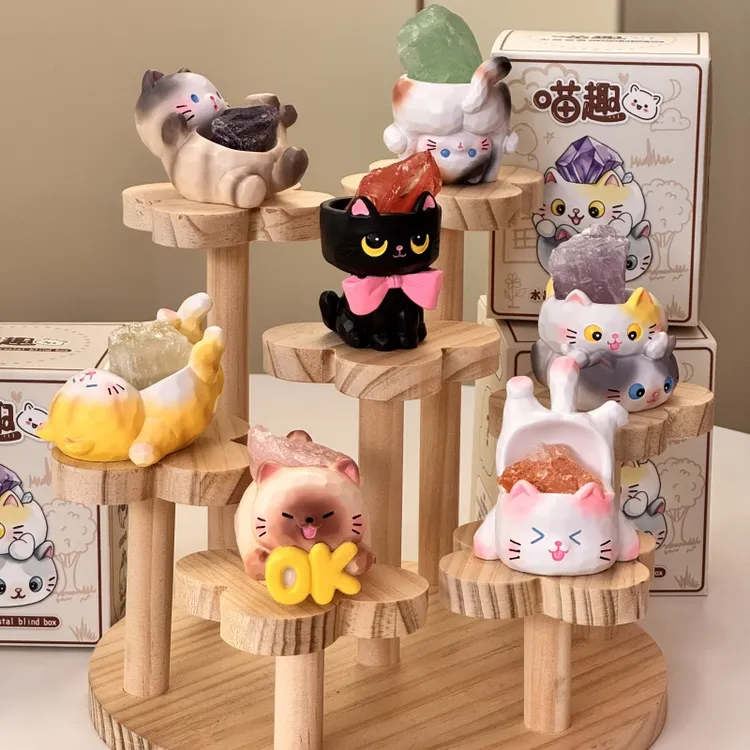 喵趣猫咪水晶盲盒可爱萌宠桌面摆件女生生日礼物送闺蜜朋友礼品