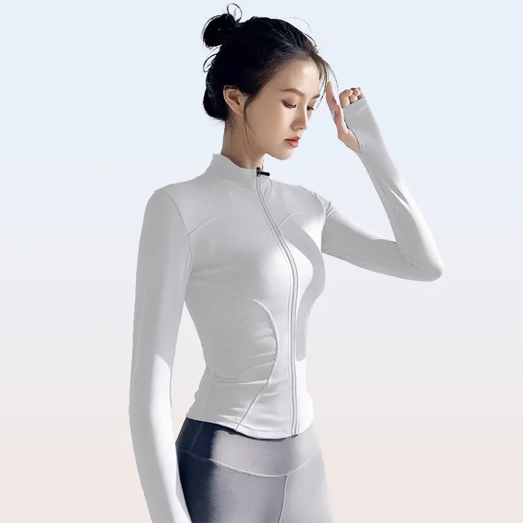 春秋健身外套女立领长袖显瘦速干瑜伽服运动上衣休闲外套网红户外