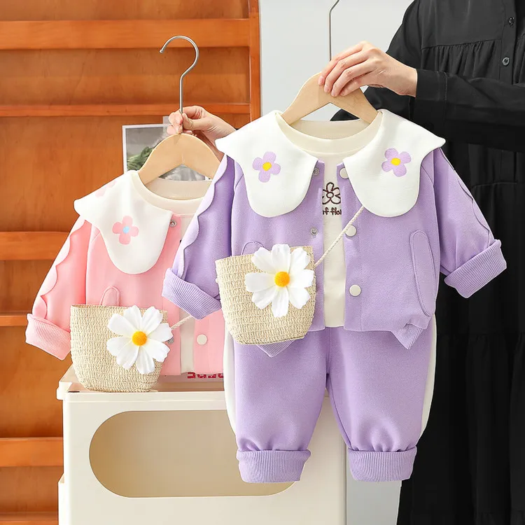 2025女童洋气时尚公主装春季套装潮流可爱儿童宝宝春秋休闲三件套