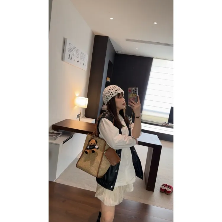 独家定制醋女包单肩托特包子母包大包包草编包72502