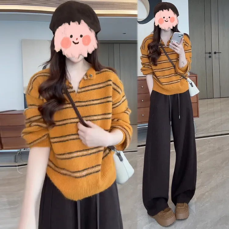 高级感减龄时尚套装女2025秋冬装新款长袖针织衫毛衣休闲裤两件套