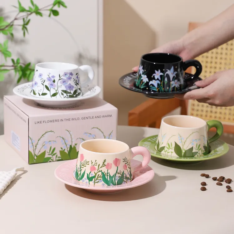 陶瓷咖啡杯碟礼品套装马克杯家用办公室水杯具牛奶杯伴手礼年货节