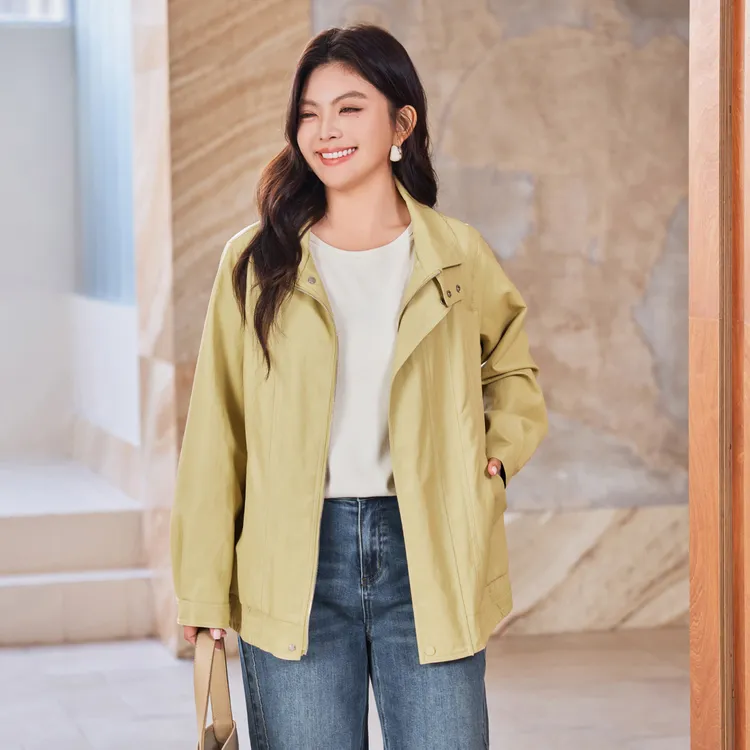 【现货复古机车PU皮衣】MsShe大码女装2025秋短款夹克外套B2509037