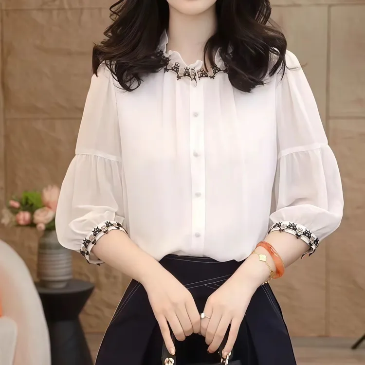 七分袖衬衫法式高级设计感气质新款减龄时尚洋气上衣