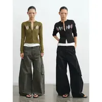 LINY LIBERTY 25AW 复古撞色菱格针织收腰开衫毛衣W16259050