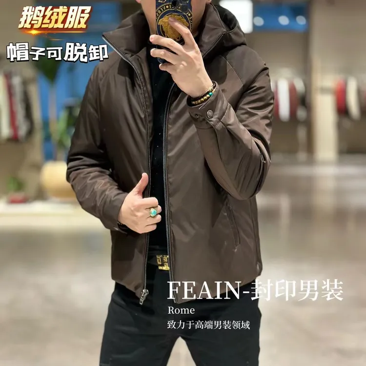 【鹅绒桑蚕丝】高端男士帽子可脱卸桑蚕丝90鹅绒服9911