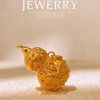 坠链均足银 国潮新中式优质时尚花丝立体镂空葫芦福禄吊坠