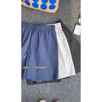 藏青色美式速干短裤男夏季薄款斜切休闲沙滩裤子直筒运动五分中裤