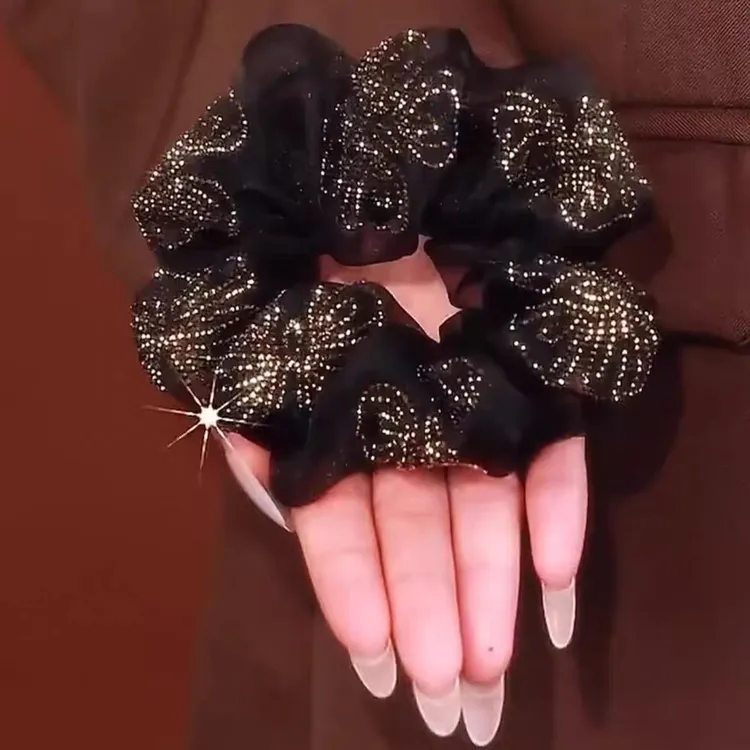 高级感蝴蝶飞飞亮闪闪轻奢气质优雅大肠发圈女2025新款头绳满钻