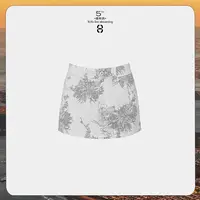 9月26日10:00新品 FORNI 野蔷薇 复古水墨提花水洗牛仔微A半身裙