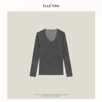 ELLETIAN "日常"100棉百搭休闲圆领长袖上衣T恤EAQT009