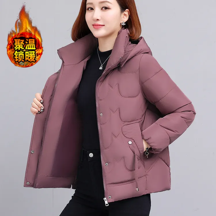 2025优选小个子妈妈冬装棉服短款帽子可拆帽棉衣中老年女装洋气棉