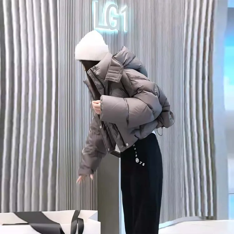 棉衣女款爆款2025秋冬新款肯豆风连帽棉服小个子保暖加厚短款外套