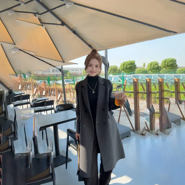 【山羊绒+天丝】高奢显瘦保暖小个子百搭羊绒大衣毛呢秋冬双面尼