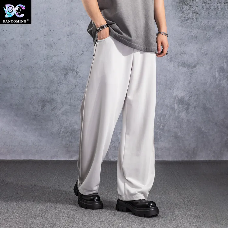 DANCOMING男士扎染拼接垂感休闲裤夏季新款直筒潮男宽松长裤