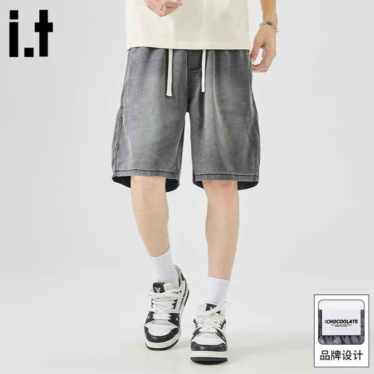 it :CHOCOOLATE短裤男士2025新款宽松直筒男款潮牌牛仔裤薄款裤子