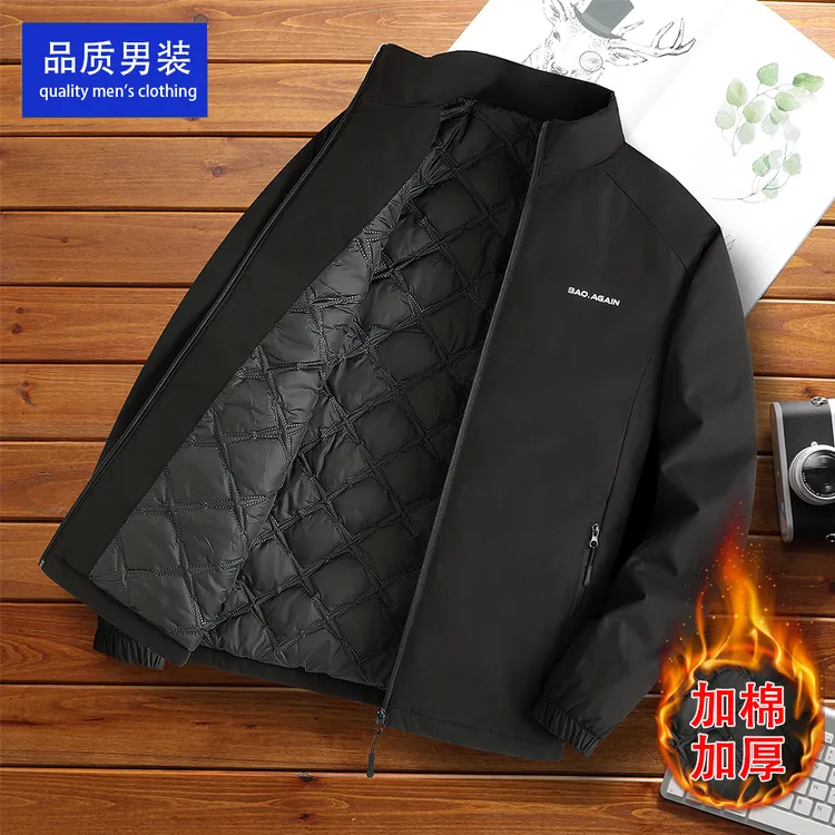 2025秋冬季男士棉外套加绒加厚外套休闲时尚百搭宽松立领户外服