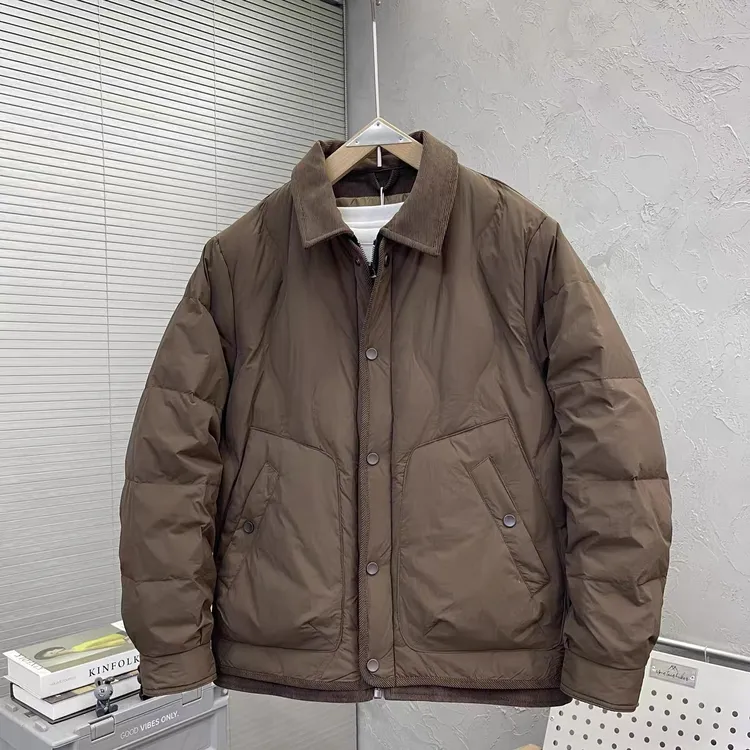 2025冬季新款潮牌翻领羽绒服男个性流行青年百搭保暖轻薄鸭绒外套