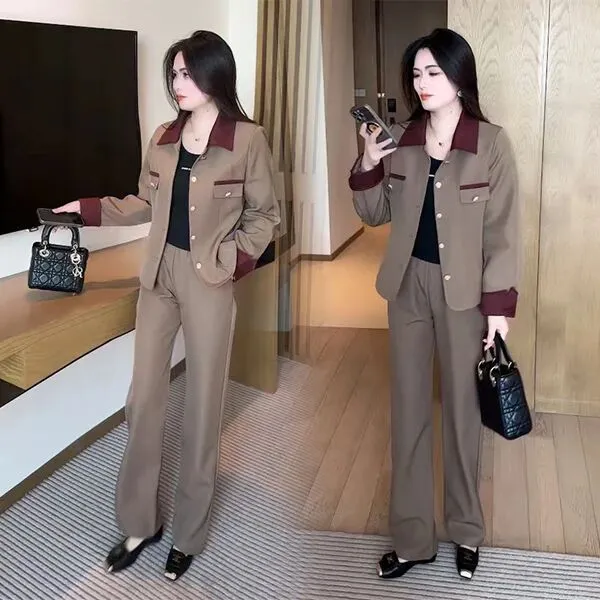 时尚套装女秋季2025新款春装超火穿搭一整套高级感减龄西装两件套