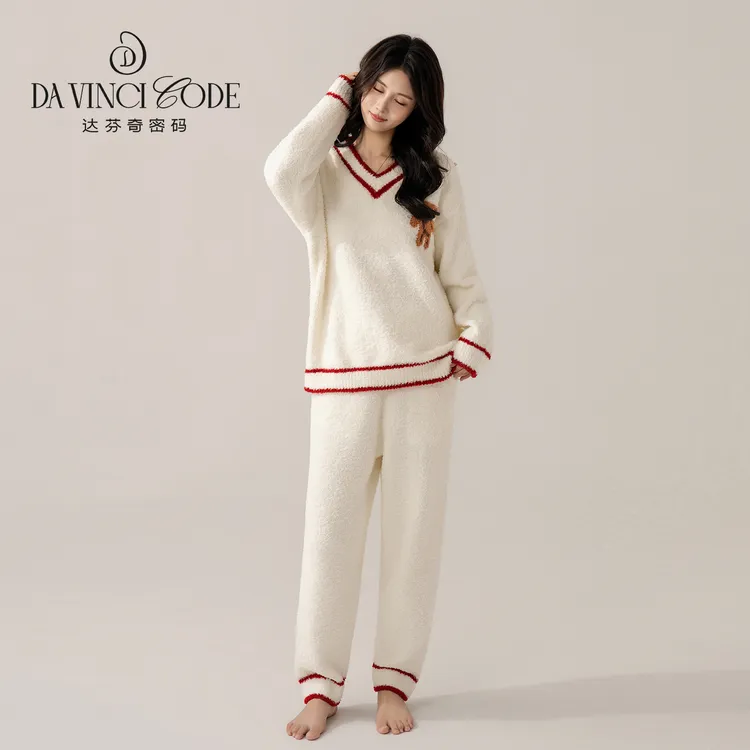 DAVINCIART【半边绒】男女情侣款秋冬新款睡衣保暖毛绒家居服