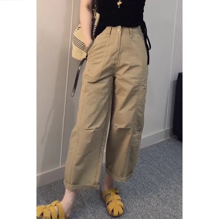 艾塔莉显瘦设计感休闲裤女2025夏季新款梨形身材遮胯百搭九分裤子