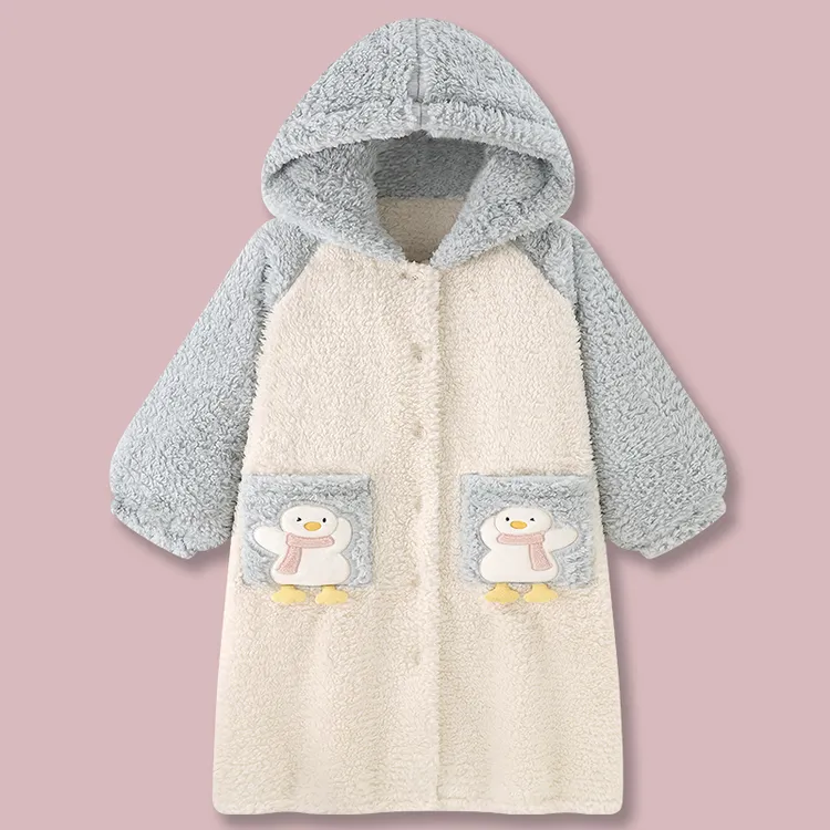〖趣味加油鸭〗2025新款卡通睡衣女款秋冬季加厚珊瑚绒家居服睡袍