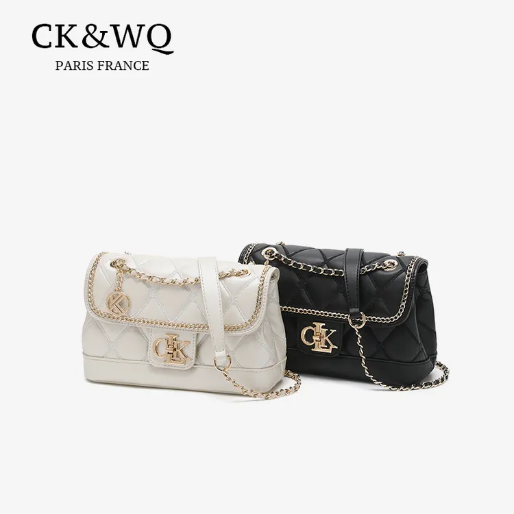 CK&WQ【当日发】肩包时尚欧美时尚防刮菱格单肩包简约风褶皱