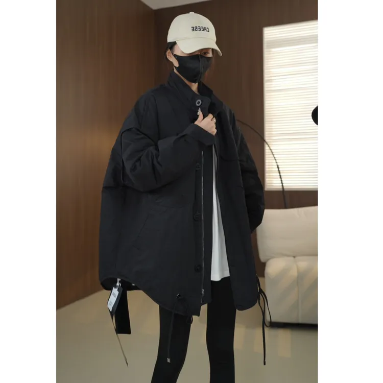 【白鸭绒】硕哥羽绒服立领休闲宽松气质显瘦外套中长款 22583 