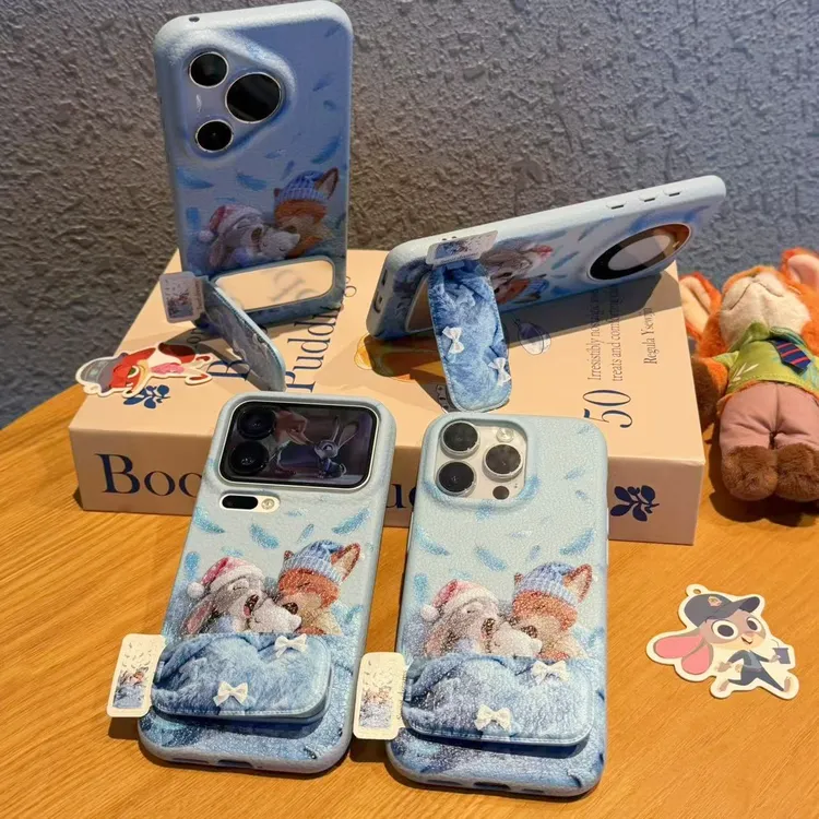 GGBond睡觉朱迪尼克支架适用苹果16皮纹手机壳小米17oppo华为vivo