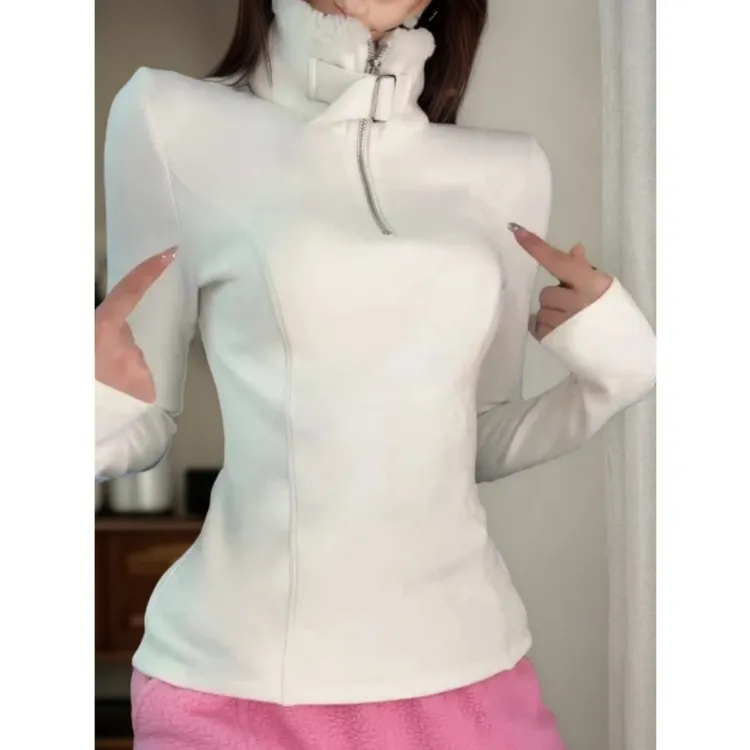 冬季新款时尚气质休闲百搭显瘦加厚拉链长袖卫衣LK2508588