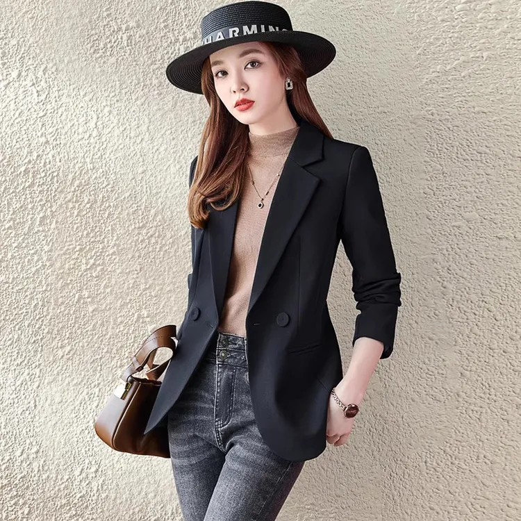 黑色西装外套女春秋季2025新款韩版休闲小个子高级感修身小西服薄