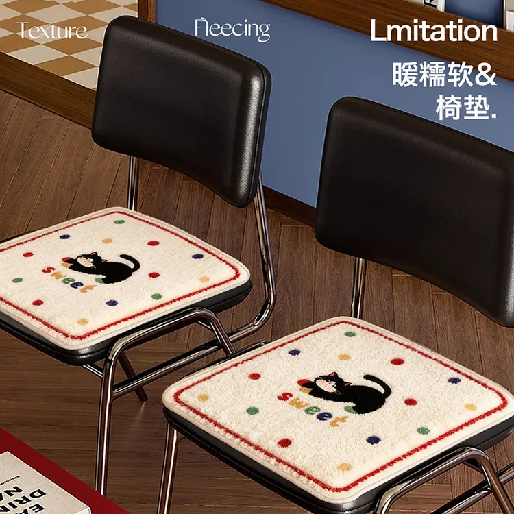冬季加厚仿羊绒凳子坐垫办公室久坐椅子垫防滑餐椅垫汽车坐垫屁垫