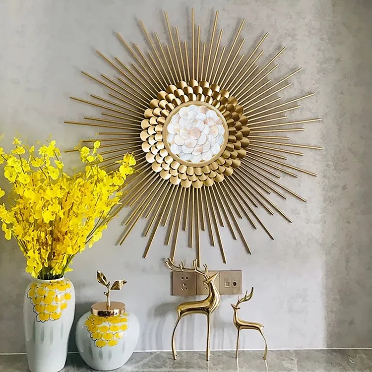 创意贝壳金属墙壁饰欧式轻奢金色客厅走廊玄关现代艺术风装饰挂画