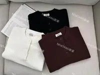 【纯色三扣】22半开领纽扣软糯针织打底衫女秋冬季宽松显瘦毛衣内搭