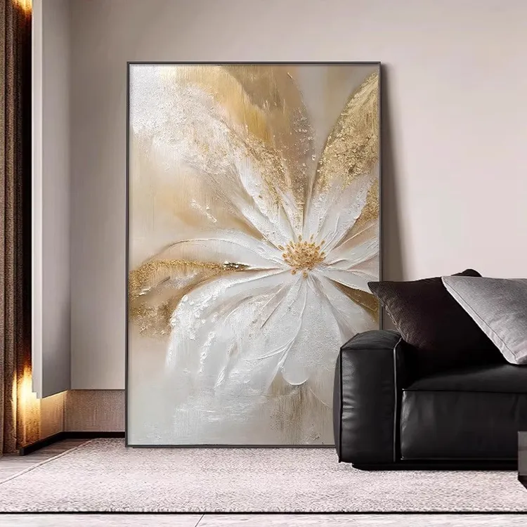 客厅装饰画现代轻奢沙发背景墙落地画晶瓷挂画艺术花卉玄关壁画