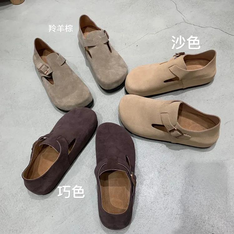 【清仓】全皮新款勃肯鞋乐福鞋平跟透气 轻便 防滑一脚蹬四季单鞋